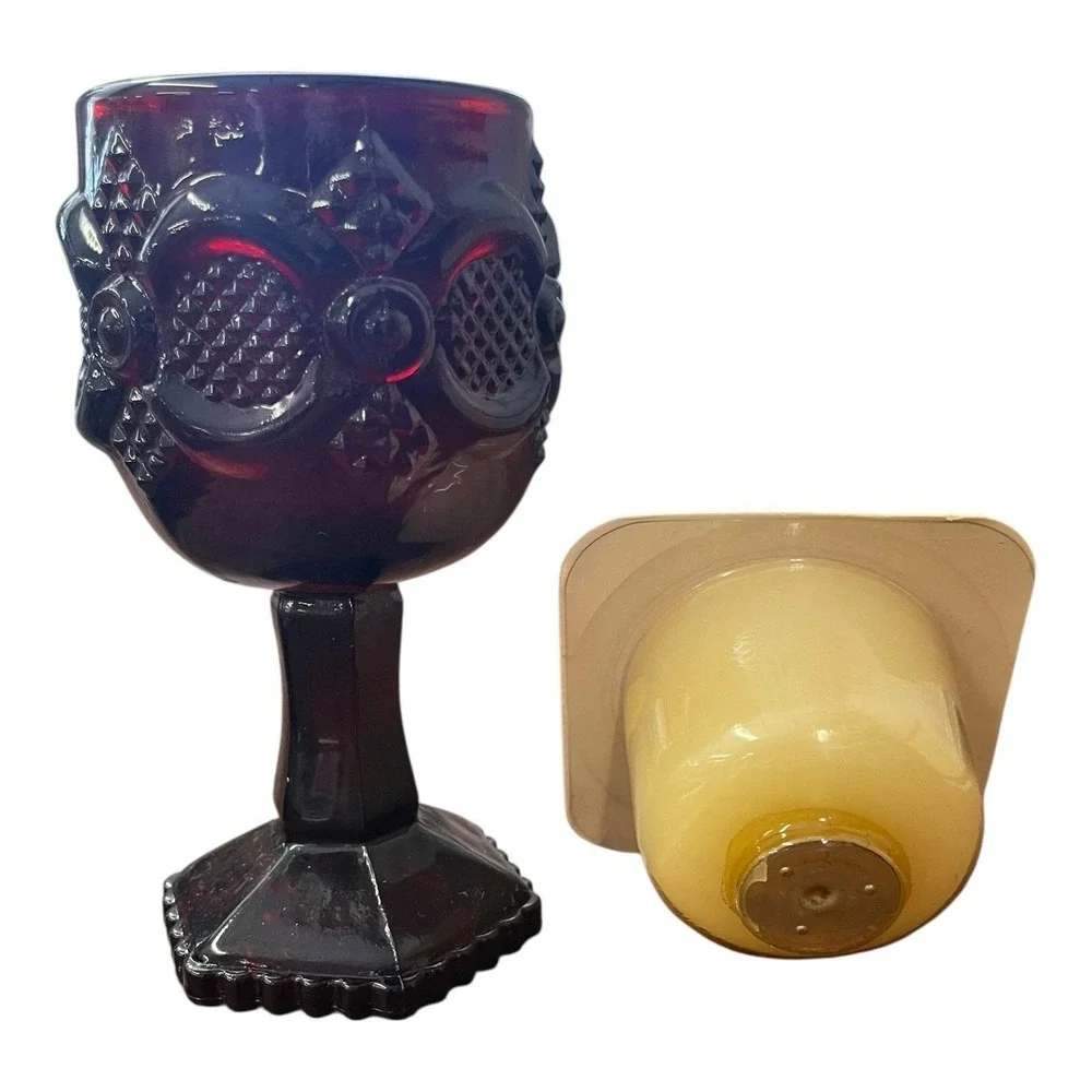 Avon The 1876 Cape Cod Collection Red‎ Glass Wine Goblet Candlette Holder